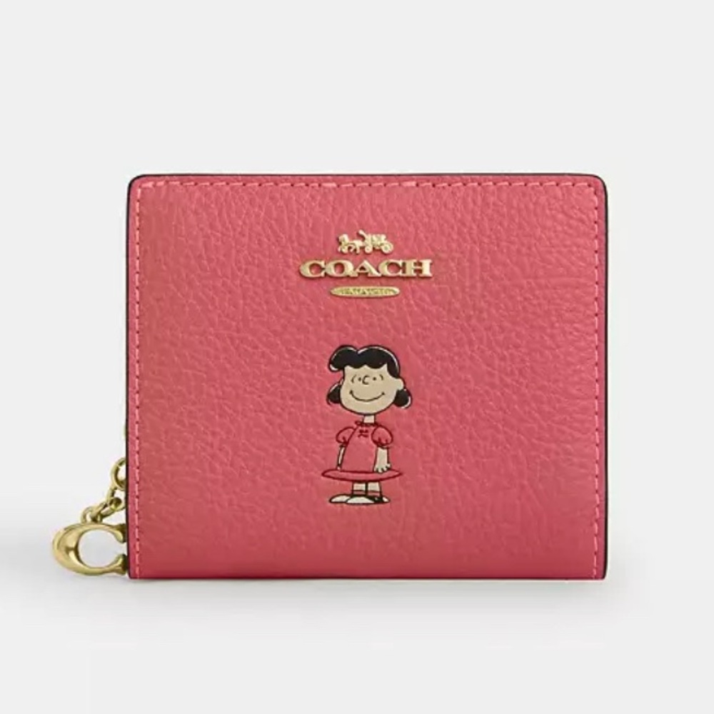 BNWT Coach X Peanuts Snoopy Snap Wallet Pink Lucy